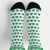 Aangepaste naam Shamrock Clover Patroon Groen Wit Sokken (Top)