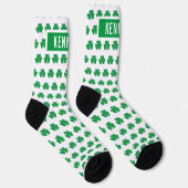 Aangepaste naam Shamrock Clover Patroon Groen Wit Sokken (Rechts)