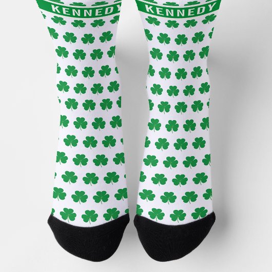 Aangepaste naam Shamrock Clover Patroon Groen Wit Sokken