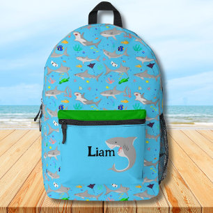 Aangepaste Naam Shark Design met Onderwater Scene Bedrukte Rugzak
