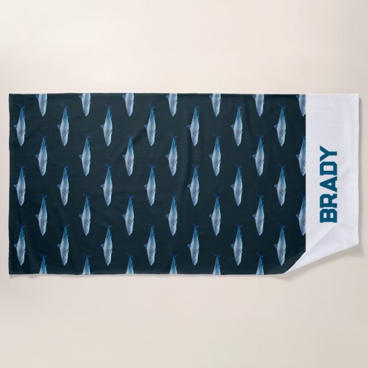 Aangepaste naam Shark Waterverf Painting Pattern Strandlaken (Voorkant)