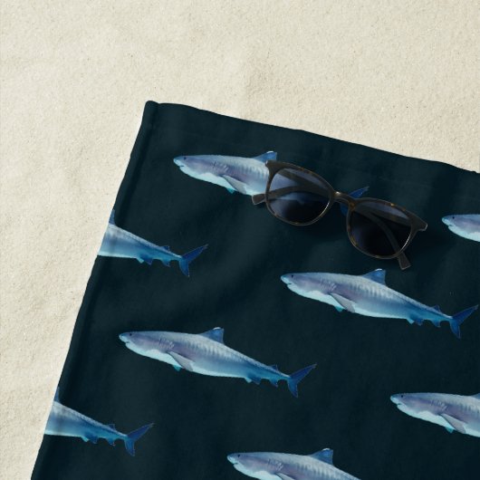 Aangepaste naam Shark Waterverf Painting Pattern Strandlaken (In situ)