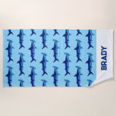 Aangepaste naam Shark Waterverf Painting Pattern Strandlaken (Voorkant)