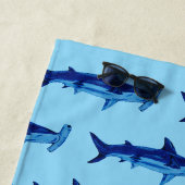 Aangepaste naam Shark Waterverf Painting Pattern Strandlaken (In situ)