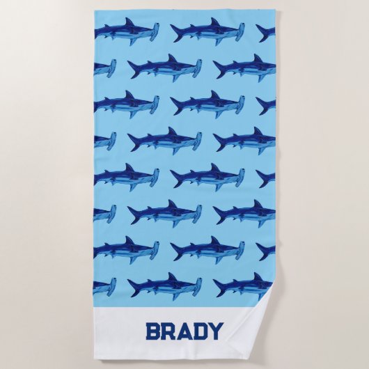 Aangepaste naam Shark Waterverf Painting Pattern Strandlaken (Voorkant)