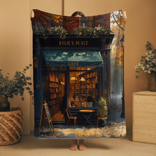 Aangepaste naam Sherpa Blanket Bookish Coffee Shop Deken