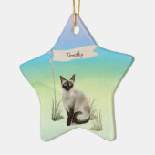 Aangepaste naam Siamese Cat Pet Keramisch Ornament (Links)
