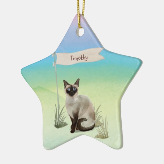 Aangepaste naam Siamese Cat Pet Keramisch Ornament (Links)