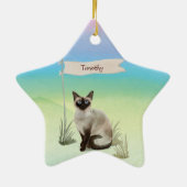 Aangepaste naam Siamese Cat Pet Keramisch Ornament (Achterkant)