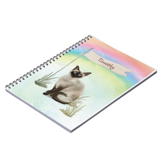 Aangepaste naam Siamese Cat Pet Notitieboek (Linkerzijde)