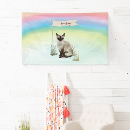 Aangepaste naam Siamese Cat Pet Spandoek (Insitu)