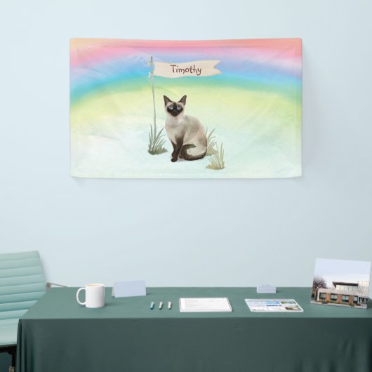 Aangepaste naam Siamese Cat Pet Spandoek (Beurs)