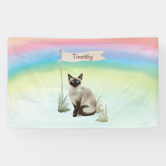 Aangepaste naam Siamese Cat Pet Spandoek (Horizontaal)