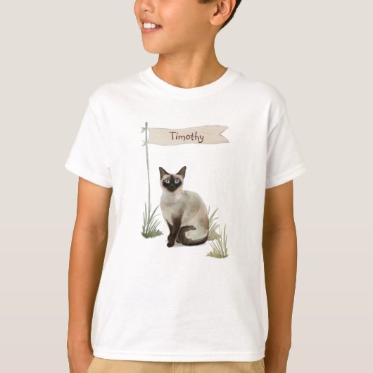 Aangepaste naam Siamese Cat Pet T-shirt (Voorkant)