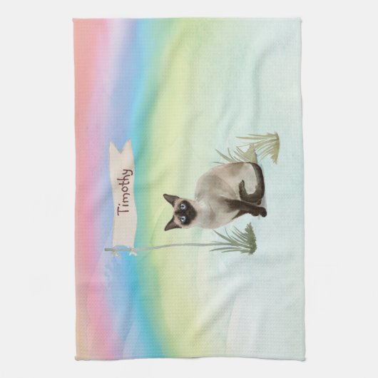Aangepaste naam Siamese Cat Pet Theedoek (Verticaal)