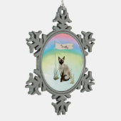 Aangepaste naam Siamese Cat Pet Tin Sneeuwvlok Ornament (Links)