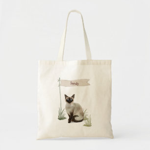 Aangepaste naam Siamese Cat Pet Tote Bag