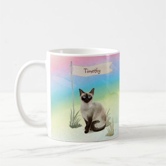 Aangepaste naam Siamese kat huisdier Koffiemok (Links)
