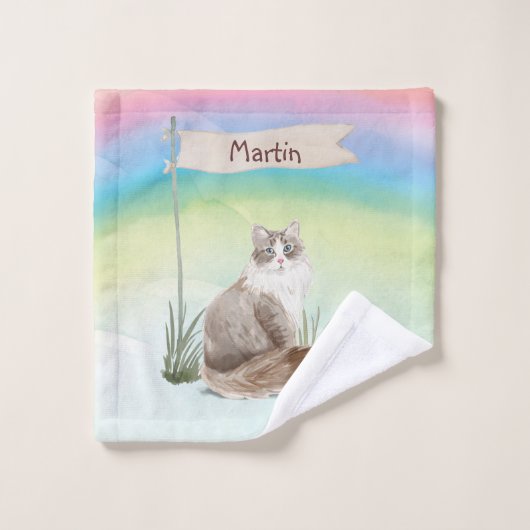 Aangepaste naam Siberian Cat Pet Bad Handdoek (Wasdoekje)