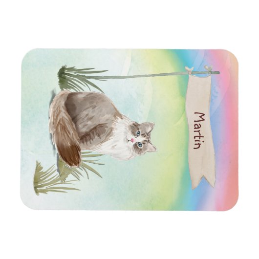 Aangepaste naam Siberian Cat Pet Magneet (Horizontaal)