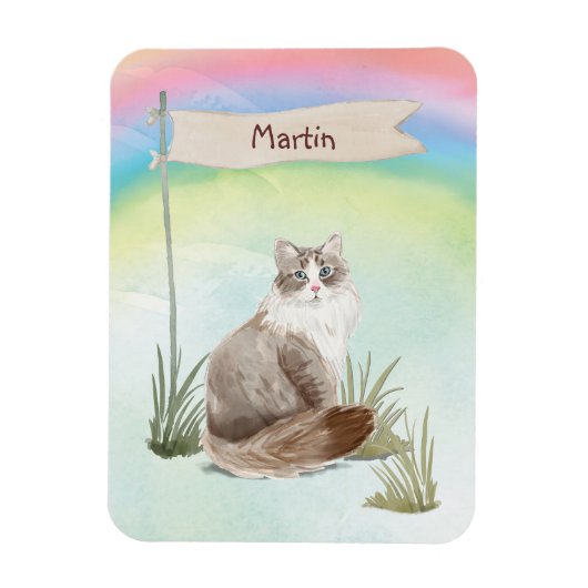 Aangepaste naam Siberian Cat Pet Magneet (Verticaal)