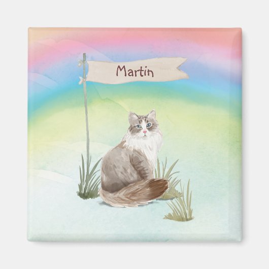 Aangepaste naam Siberian Cat Pet Magneet (Voorkant)