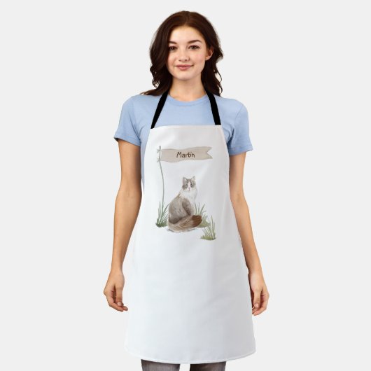 Aangepaste naam Siberian Cat Pet Schort (Gedragen)