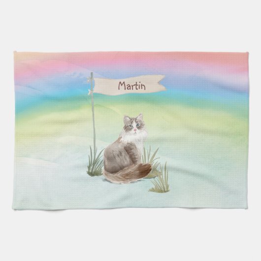 Aangepaste naam Siberian Cat Pet Theedoek (Horizontaal)