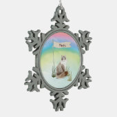 Aangepaste naam Siberian Cat Pet Tin Sneeuwvlok Ornament (Links)