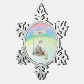 Aangepaste naam Siberian Cat Pet Tin Sneeuwvlok Ornament (Rechts)