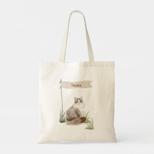 Aangepaste naam Siberian Cat Pet Tote Bag (Achterkant)