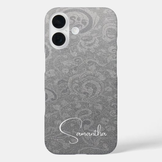 Aangepaste naam Silver Glitter Ornament Pattern Case-Mate iPhone Case (Achterkant)