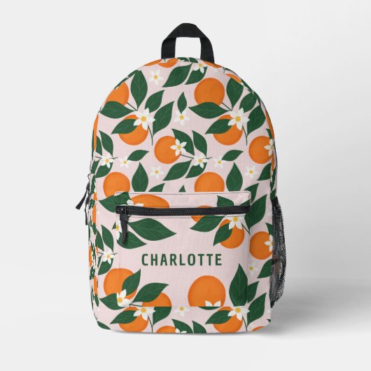Aangepaste naam Sinaasappel Blossom Citrus Pattern Bedrukte Rugzak (Voorkant)