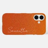 Aangepaste naam Sinaasappel Glitter Case-Mate iPhone Case (Achterkant (horizontaal))
