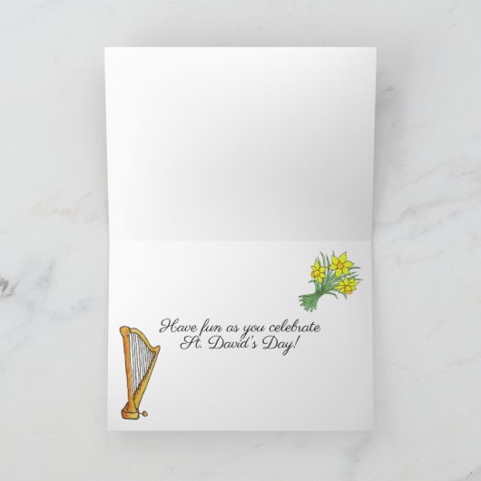 Aangepaste naam Sint David's Day Welsh Symbolen Ca Feestdagen Kaart (Binnen)