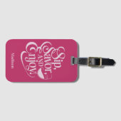 Aangepaste naam Sip, Geniet van wijn Bagagelabel (Voorkant (horizontaal))