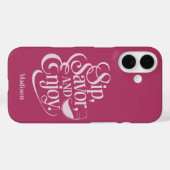 Aangepaste naam Sip, Geniet van wijn Case-Mate iPhone Case (Achterkant (horizontaal))
