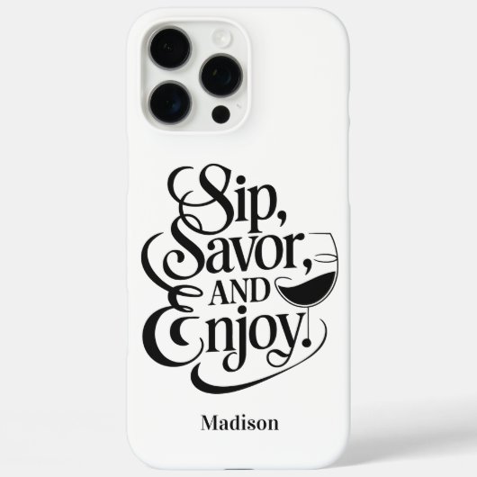 Aangepaste naam Sip, Geniet van wijn Case-Mate iPhone Case (Achterkant)