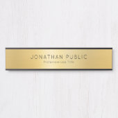 Aangepaste Naam Sjabloon Elegant Zwart & Goud Lang Deurbordje (Voorkant)