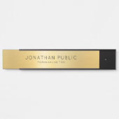 Aangepaste Naam Sjabloon Elegant Zwart & Goud Lang Deurbordje (Voorkant)