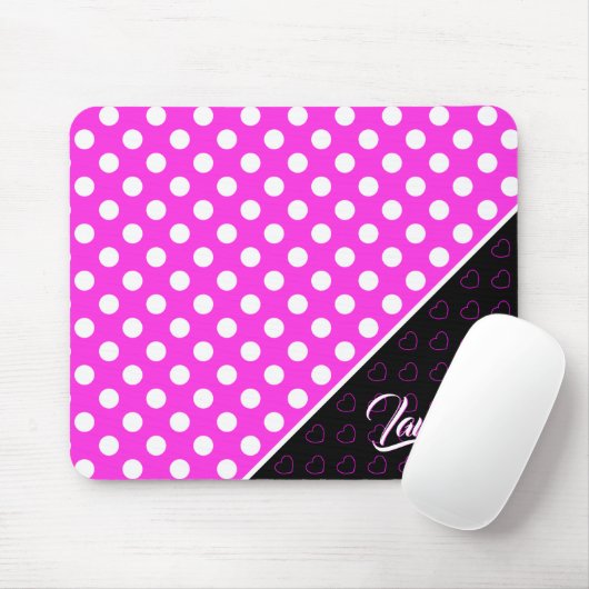 Aangepaste naam Sjabloon, opvallend roze en zwart Muismat (Met muis)