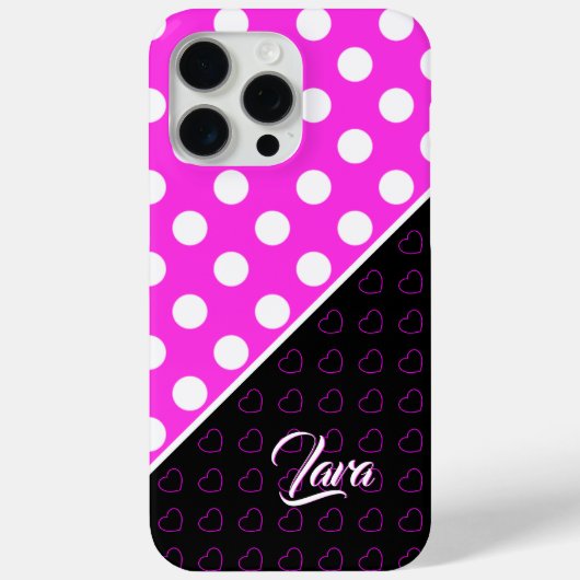 Aangepaste naam Sjabloon Opvallend zwart-roze wit Case-Mate iPhone Case (Achterkant)