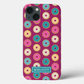 Aangepaste naam Sjabloon Paarse Doughnut Pattern Case-Mate iPhone Case (Achterkant)