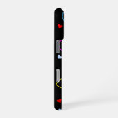 Aangepaste naam sjabloon, speelse kleuren op zwart iPhone hoesje (Rechterkant)