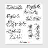 Aangepaste naam Sjabloon Zwart  Script Sticker (Vel)