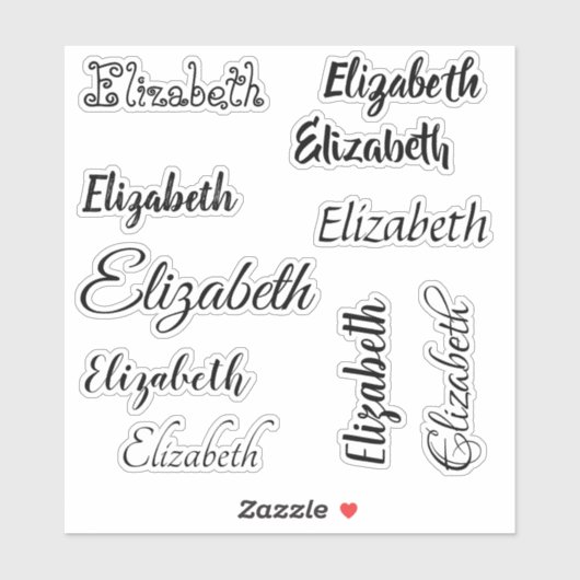 Aangepaste naam Sjabloon Zwart  Script Sticker (Vel)