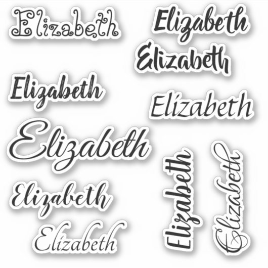 Aangepaste naam Sjabloon Zwart  Script Sticker (Voorkant)