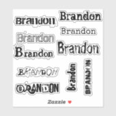 Aangepaste naam sjabloon zwarte distressed lettert sticker (Vel)