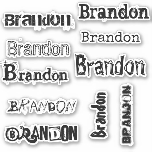 Aangepaste naam sjabloon zwarte distressed lettert sticker (Voorkant)