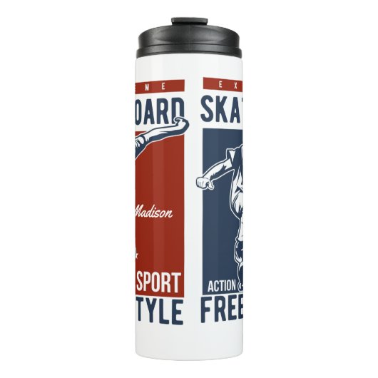 Aangepaste naam Skateboarden tumbler Thermosbeker (Voorkant)